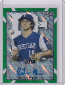 Aidan Weaver 2021 Leaf Perfect Game Plate & Proof Green Marble Auto 1/1