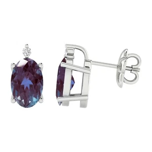 1.15Ct Lab Created Color Changing Alexandrite 14k Gold Plated 925 Stud Earrings - Picture 1 of 5