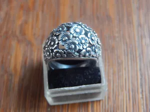 Anillo racimo vintage Forget Me Not Flower de plata de ley talla 7 - Imagen 1 de 13