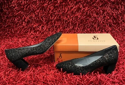 Zapatos de Salón Mujer Fugitive Talla 39 Negro Oro Nuevo - Imagen 1 de 4