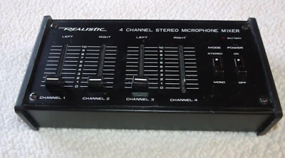 Realistic 4-Channel Stereo Microphone Mixer 32-1105A Four Mics / Lines  - Image 1 of 4
