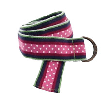 Gap 1.25” Multicolor D-Ring Ribbon Belt Striped Polka Dots Pink Green Blue Sz 7