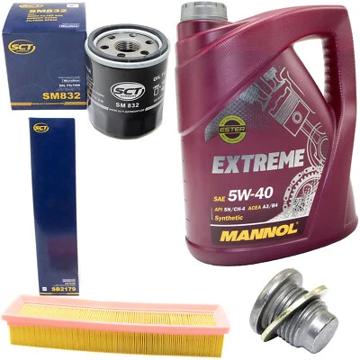 MANNOL Motoröl Filter Set 5W40 5 Liter + Ölablassschraube für Dacia Logan Renault Clio