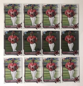 Lot 12x 2022 Bowman Allan Cerda #142 1st Base - 4x Chrome & 8x Paper 