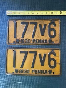 Rare 1776 1930 Pennsylvania State License Plate Pair USA Independence PA Set - Picture 1 of 15