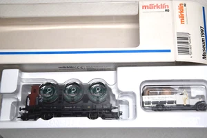 Vagón de museo Märklin HO 1997 vagón plano con sujetador de KWSTE y camión - Imagen 1 de 1