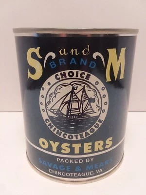 S and M  BRAND OYSTERS VINTAGE 1 QT. CAN  ( RE-POP COLLECTIBLE ) - Image 1 of 4