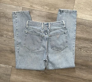 Vtg USA Made Guess High Rise Light Wash Relaxed Fit Tapered Leg Jeans 26Wx27L - Picture 1 of 21