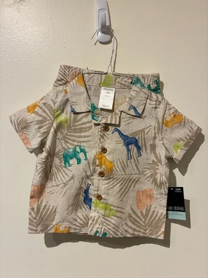 NWT Okie Dokie Tan Safari Animals Shorts Outfit - 12M - Image 1 of 3