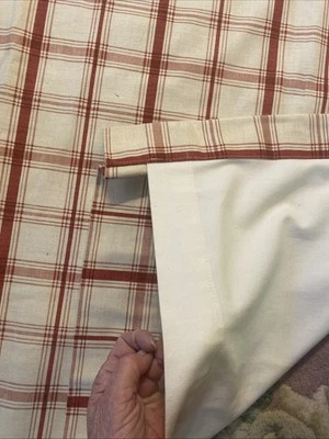 2 Curtain Panels Red/Cream Checkered 100% Cotton 81”x52” QUALITY - Image 1 of 4