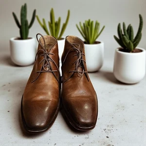 Johnston & Murphy McClain Chukka Boot Brown Leather Sheepskin Size 8M EUC - Picture 1 of 14