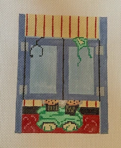 Nadelspitze Leinwand Handstich bemalt Arzt im Badezimmer Stall 18ct von Juniko - Bild 1 von 4