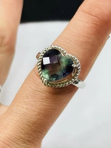 Gemporia silver and heart shaped Bi-Colour Fluorite ring UK size S new with tag - Picture 1 of 9
