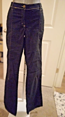 Just Cavalli Black Cotton Whip Stitch Detail Vintage Flare Leg Pants Sz 33 47 - Image 1 of 4