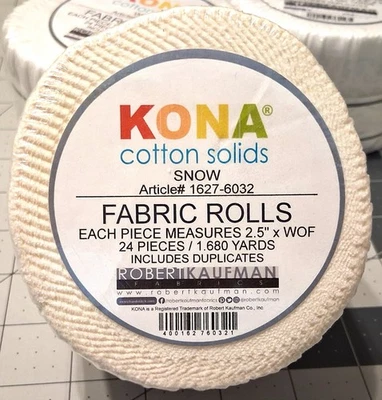 JELLY ROLL - KONA - SNOW (OFF WHITE) - COTTON QUILTING TRIM CRAFT FABRIC - Image 1 of 2