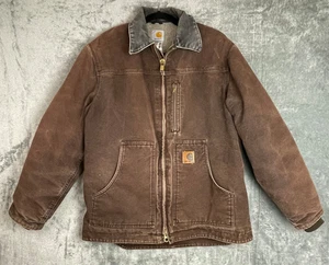 Vintage Carhartt Detroit Jacke Herren Medium Dunkelbraun Sherpa Gefüttert Arbeit C61 DKB - Bild 1 von 17