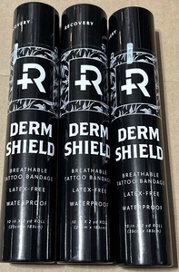 3 pack Recovery Aftercare Derm Shield Tattoo Bandage 10" x 2 Yards Roll, NEW - Picture 1 of 7