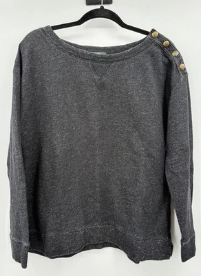 Ralph Lauren Mujer Precioso Top Negro Manga Larga Talla XL Botón Detalle Hombro Foto 1 de 4