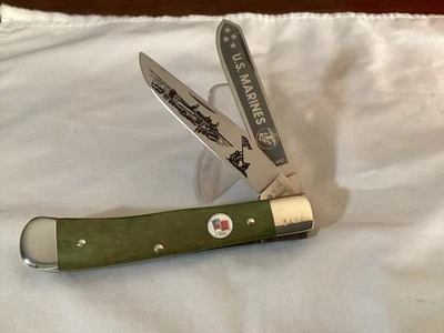 Cuchillo Trampero Boker United Solingen, Alemania Marines de Estados Unidos Verde Bone Foto 1 de 4