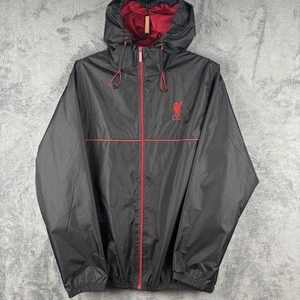 Liverpool FC Black Red Hooded Windbreaker Jacket Men’s Medium M Official LFC - Picture 1 of 7