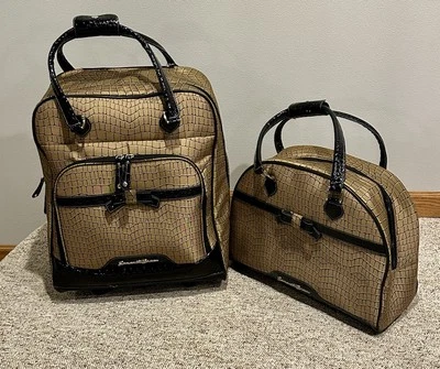 Samantha Brown 2 Piece Luggage Set Animal Print Brown 20” Rolling Bag & Carry On - Image 1 of 4
