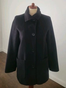 Cinzia Rocca Black Women's Pea Coat Size 2 Pure Lana Italian Wool  - Picture 1 of 8