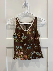 Y2K Women’s Brown Floral Tank Top Size Small - Picture 1 of 7