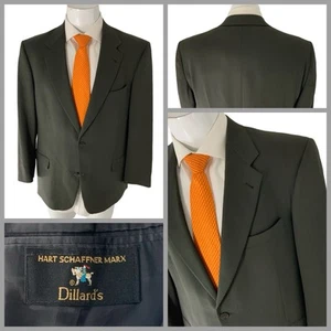Hart Schaffner Marx Blazer 42R Olive Green Wool 2B 1V Made In USA YGI R5-46 - Picture 1 of 14