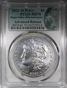 2021-O Morgan Dollar PCGS MS70 100th Anniversary Coin Advanced Release - Picture 1 of 2