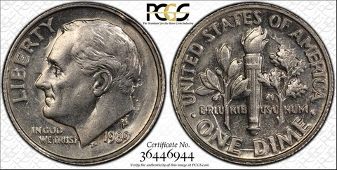 1989-P 10C PCGS AU55 Clashed Dies Obv-Rev - RicksCafeAmerican.com Cover