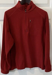 LL Bean rot Fleece Herren großer Viertelreißverschluss Pullover Stehkragen - Bild 1 von 8