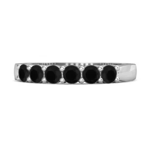 925 Sterling Silver Round Black Spinel Half Eternity Ring Valentine Gift For Her - Picture 1 of 6