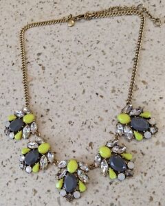 J.Crew Statement Necklace Gray Clear and Yellow Stones JCrew 101521SGWA73