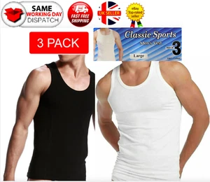 3 PACK Mens Vests Sleeveless 100% Cotton Summer Tank Top Gym Plain White S - 5XL - Picture 1 of 4