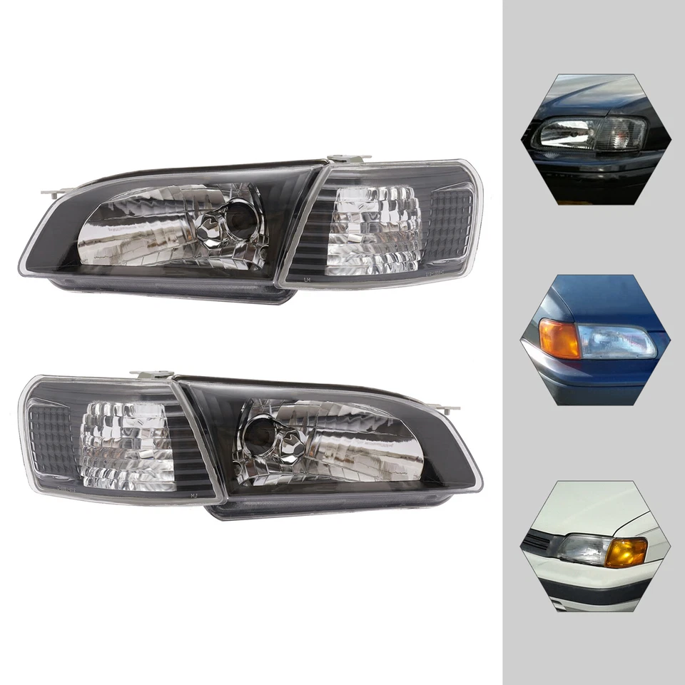 For Toyota Tercel 1995 96 - 99 Pair Headlights Black Factory Style Left + Right Foto 1 de 4