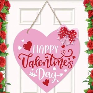 Wood-printed Valentines Day Home Decorations Indoor Wooden Heart Hanging Decorat - Picture 1 of 13