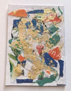 ORIGINAL ACEO Collage Mixed Media Abstract Wall Art Decor 2.5x3.5in Cottagecore - Picture 1 of 1