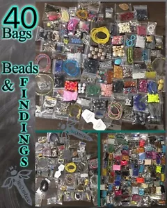 FINDINGS & BEADS 40 Bags Jewelry Making Lot Supplies Pendants Wire Closures👑🐝 - Picture 1 of 11