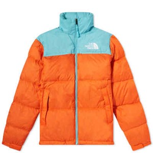 orange north face coat