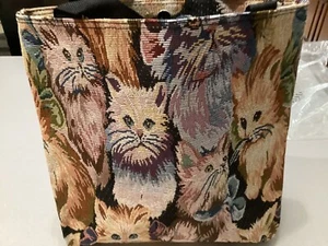 Borsa borsetta vintage anni 80/90 gattini gatti tessuto arazzo borsetta GATTI amante dei gatti - Foto 1 di 5