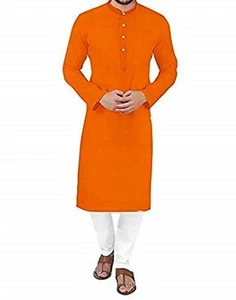 Men's Traditional Wear Men Dress Set Wedding Shirt Indian Kurta Pajama Cotton - Bild 1 von 5