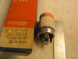 Nos Sprague TVL-3341.2 220/220/100uF 50/50VDC TwistLok Elektrolytkondensator - Bild 1 von 1