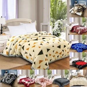 Heavy Weight 2 PLY Blanket Soft Warm Reversible Bed Throw King Size Comforter - Picture 1 of 34