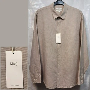 M&S Baumwoll- & LEINEN-Mix KAROHEMD ~ Gr. XL ~ Naturmix - Bild 1 von 5