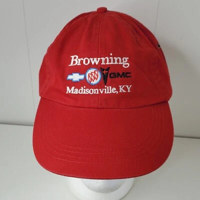 Gorra de béisbol roja Browning Concesionario Logo bordado Chevy GMC Eminence KY Foto 1 de 4