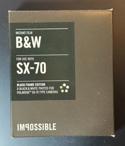 Impossible Instant B&W Film use w Polaroid SX-70 Black Frame Edition 8 Photos - Picture 1 of 3
