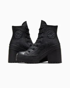 Converse Chuck 70 De Luxe Heel-Black Leather Boots/Shoes-Multiple Women's Sizes - Picture 1 of 10