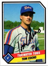 Tom Edens autographed baseball card (Tidewater Tides, Mets) 1989 CMC TCMA #352