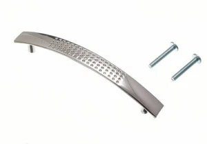 New 12 X Dimpled D Shape Cupboard Drawer Handles 96mm Chromed Metal + Screws - O - Picture 1 of 1