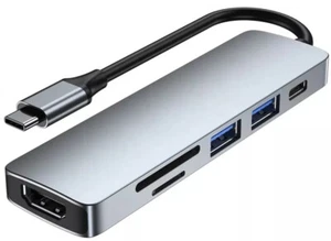 USB-C HUB adapter HDMI 4k USB 3.0 SD FT PD tápellátás 60 W - Zdjęcie 1 z 6